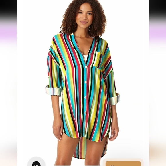 ANNE COLE Button- Down Shirt swim Cover-Up Size 18/20 new with tags - Picture 5 of 15